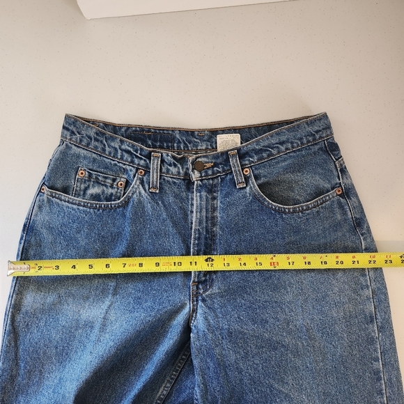 Vintage 90s Levis 535 Dark Wash Relaxed Fit Tapered Leg Jeans 1990s Mens Size 34 - Picture 9 of 11